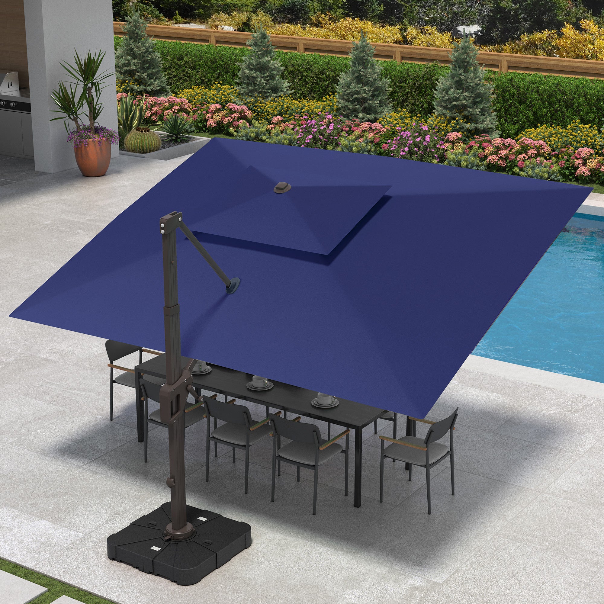 Large Square Patio Cantilever Umbrella for Garden Pool Porch